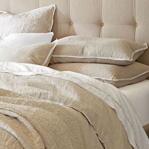 NWT Pottery Barn Belgian Flax Linen Contrast Flange Shams